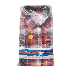 NWT Vintage 90s American Edition Size Large Tall Mens 100% Cotton Flannel Shirt